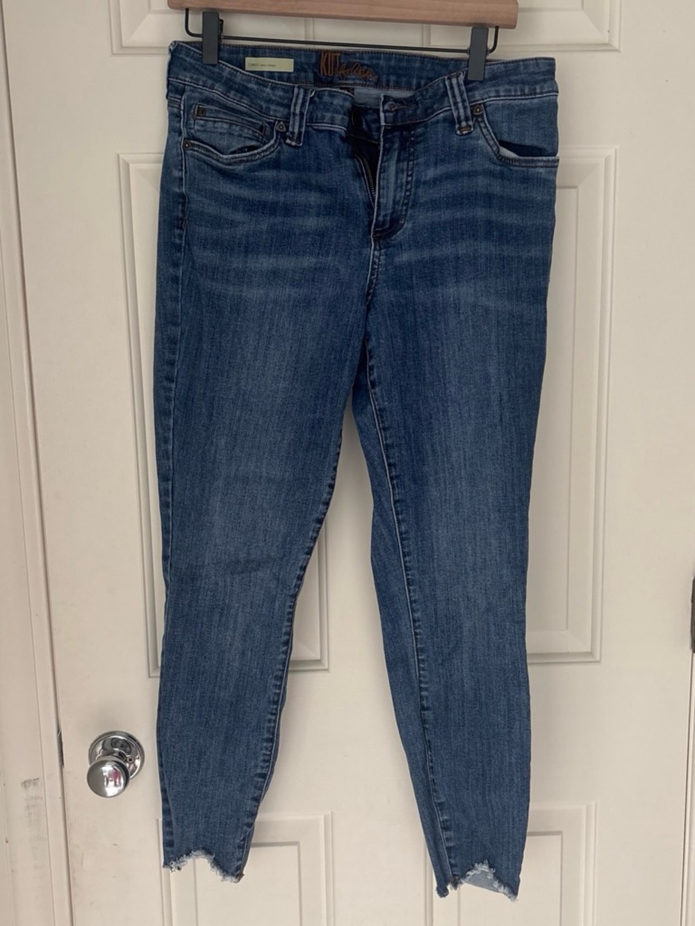 Kut from the Kloth Mid-Rise Ankle Skinny Jeans in Blue